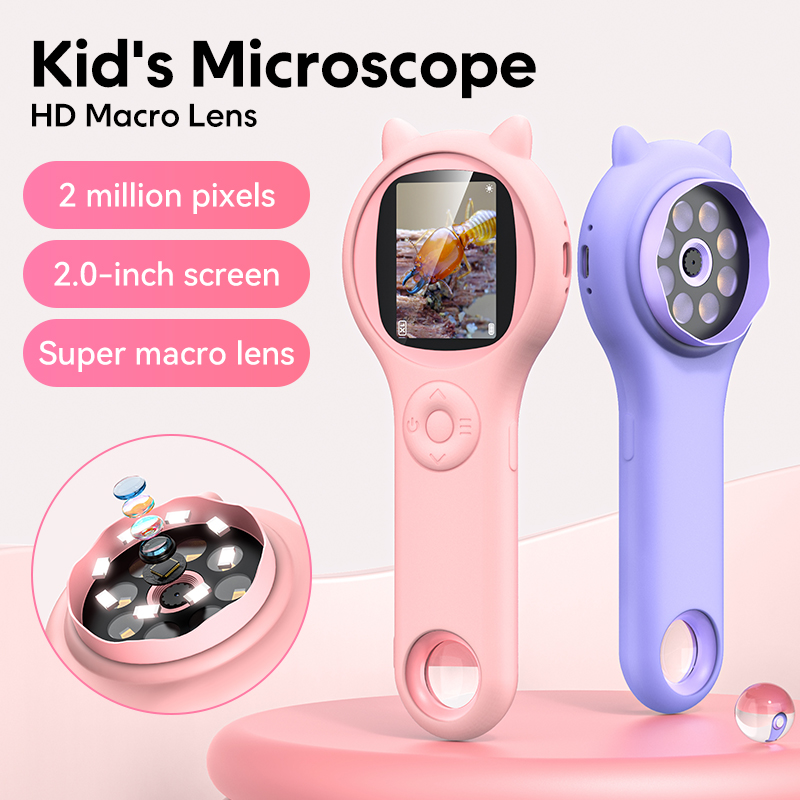 Kids Educational Videos - Mini microscópio óptico infantil com função